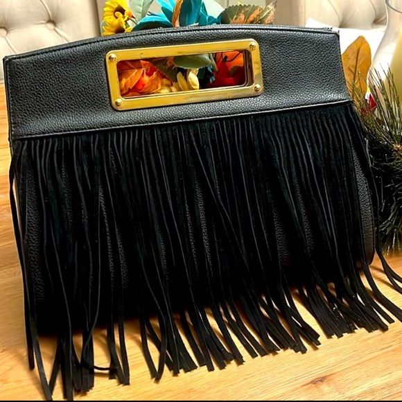 BEBE Fringe Clutch Handbag - Picture 10 of 10